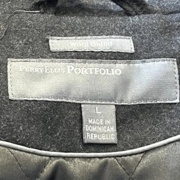 Men's Perry Ellis Portfolio Black Wool Blend Jacket Size Large - Picture 3 of 4